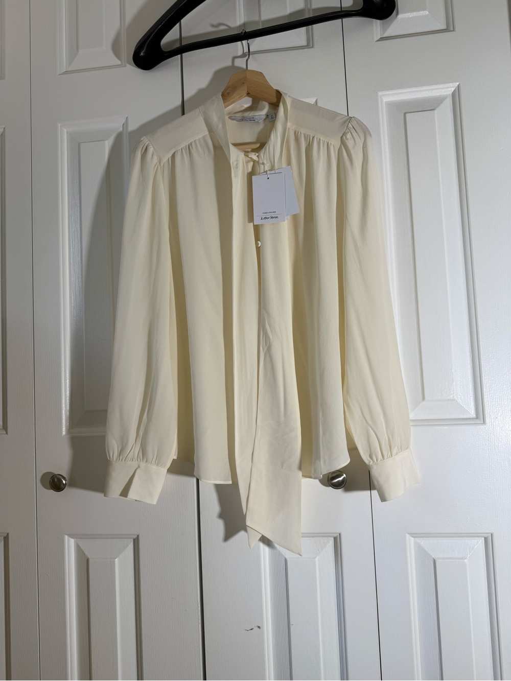 & Other Stories Cream Tie-Neck Button-Down Blouse